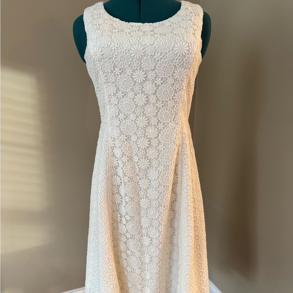 Talbots Cream Floral Lace Midi Dress - Picture 2 of 5